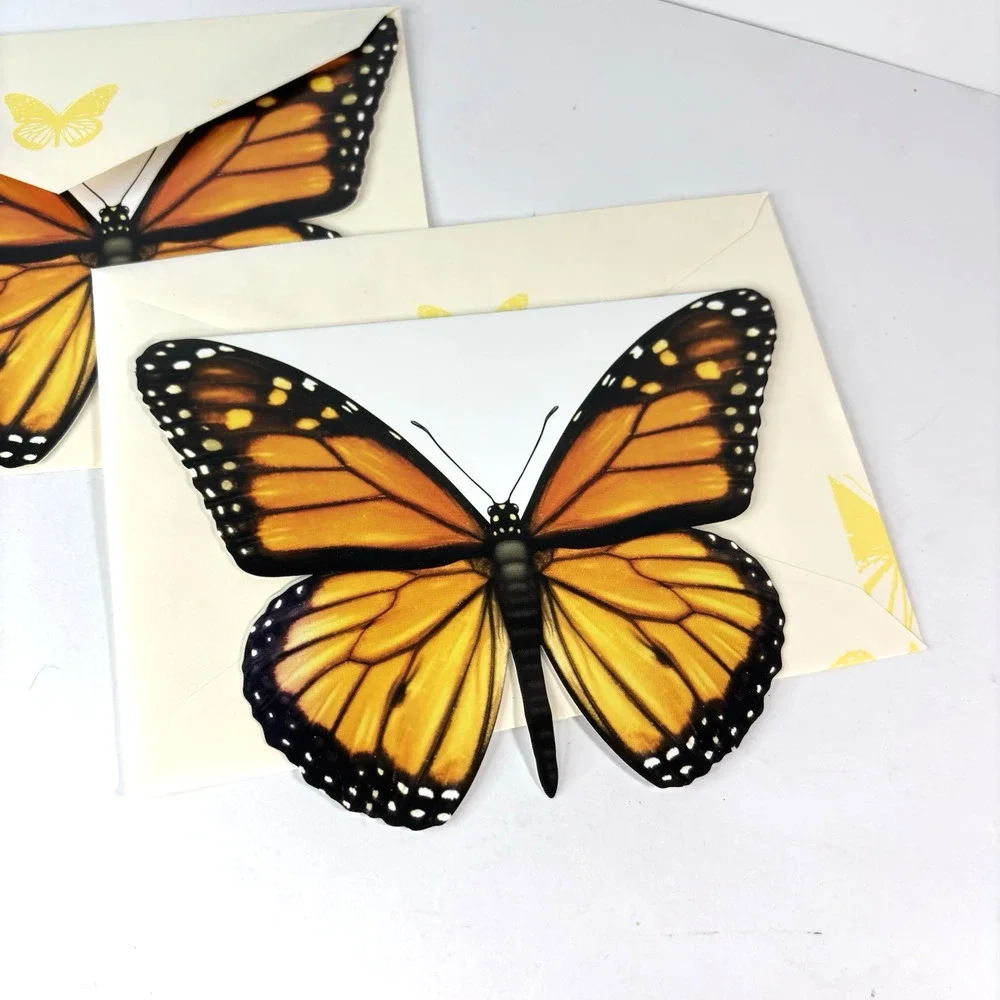 Lot 8 Monarch Butterfly Greeting Cards Blank w/ Envelopes Vivid Photos Garden